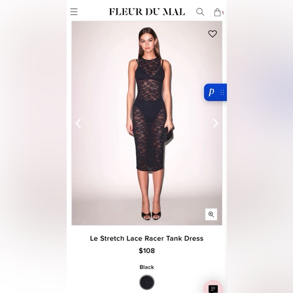 Fleur du Mal Dresses & Skirts - Fleur du Mal Le Stretch Lace Racer Tank midi Dress